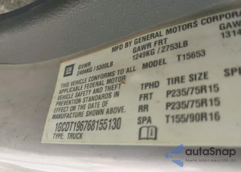 2006 Chevrolet Colorado Lt z USA, uszkodzony, nr VIN 1GCDT196768155130